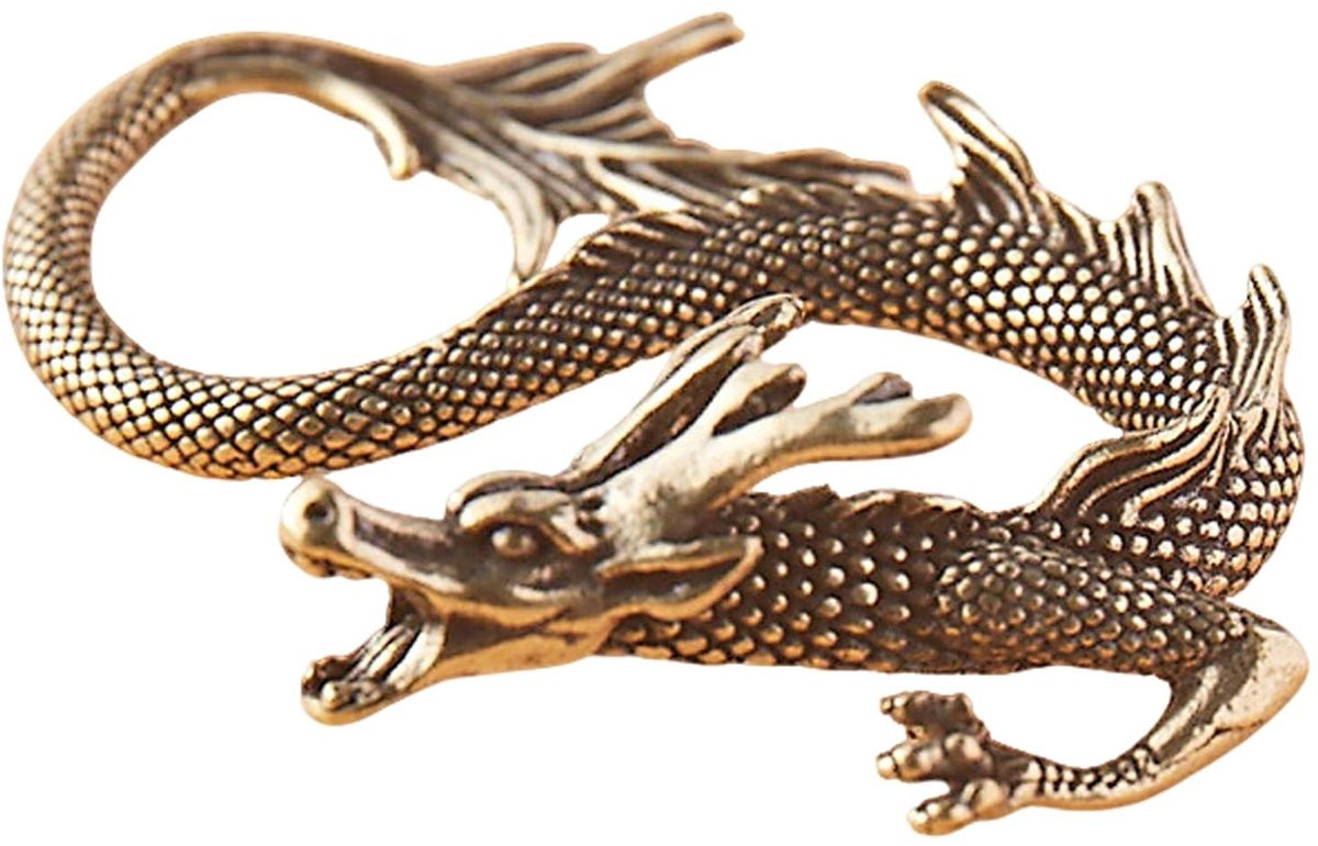 Solidchoice - Klein Messing Draak Beeldje voor Feng Shui Decoratie