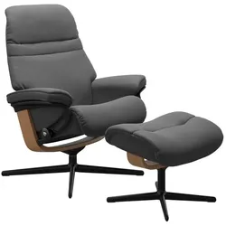Stressless Sessel mit Hocker Sunrise Cross Leder Grau Batick Grey S (Small)