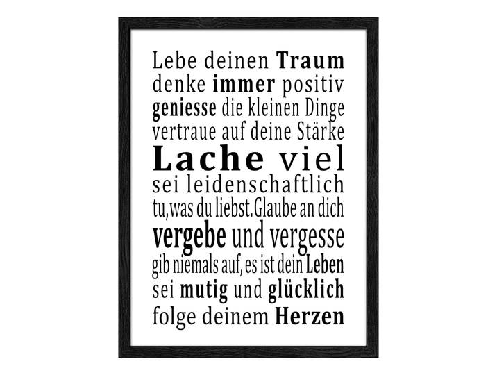 Holzbild Lebensweisheit Floatglas, MDF Schwarz/Grau/Weiß 33 x 43 x 1cm