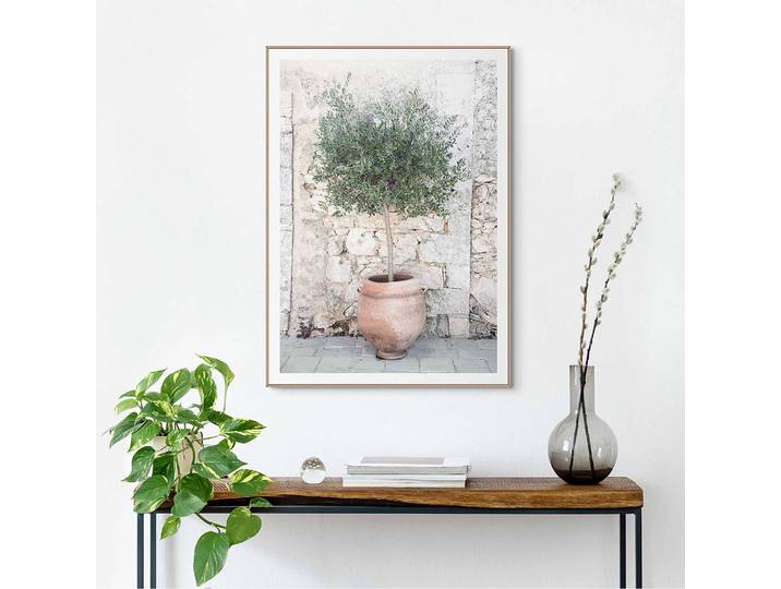 Tableau déco encadré Olive Tree Impression dans cadre en bois, enduit Vert/Vert 50 x 70 x 2cm