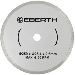 EBERTH Diamanttrennscheibe 250mm, für Gipsplatten, Fliesen & Ziegel