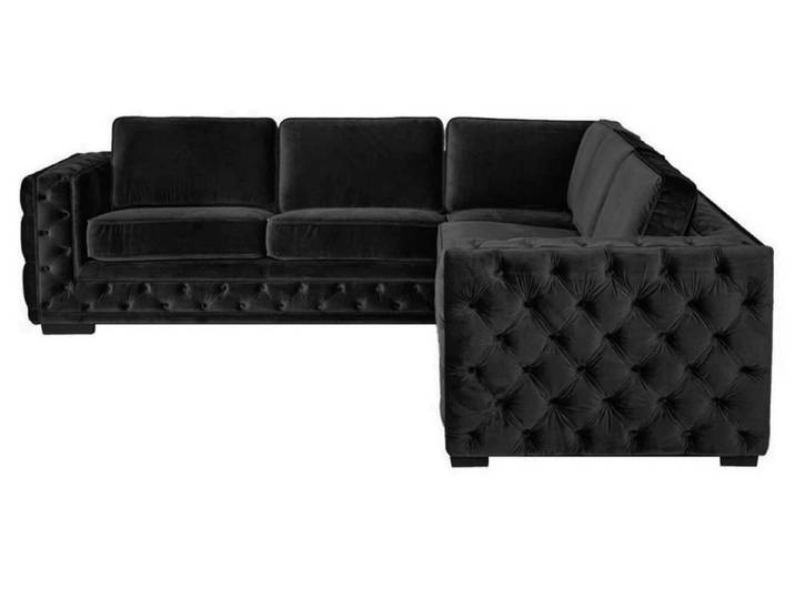 Xlmoebel Ecksofa Schwarzes Samtsofa mit modernem Design für gemütliche Stunden, Ecksofa, Hergestellt in Europa