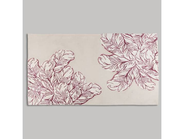Tapis tufté beige, écru et bordeaux, 90x150 cm