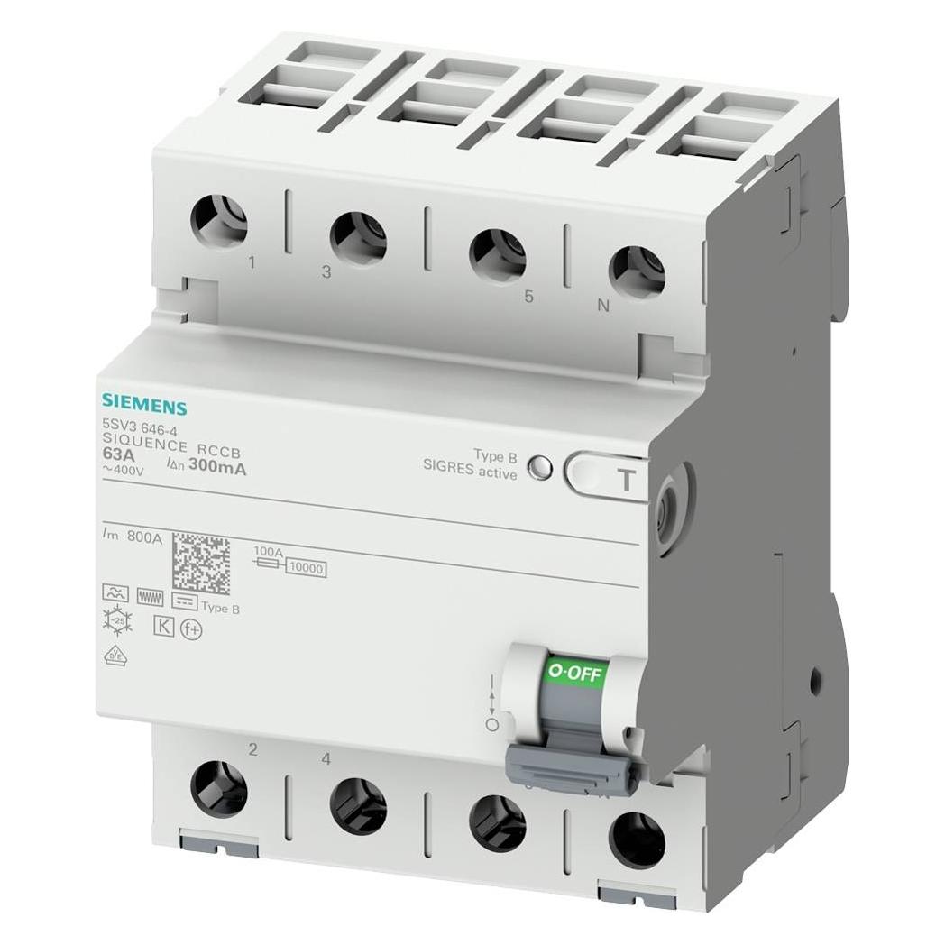 Siemens SIEM 5SV3344-4KK14 FI-Schutzschalter Typ B+ 40A 3+N-polig 30mA 400V 4TE kurzzeit (5SV33444KK14)