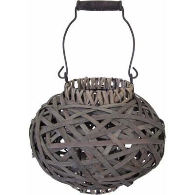 Kerzenlaterne HOME AFFAIRE, grau, H:21cm Ø:24cm, Glas, Holzwerkstoff, Metall, Kerzenhalter