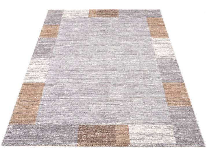 OCI DIE TEPPICHMARKE Sofi Star rechteckig 12 mm Höhe Frisé Teppich, Kurzflor, mit Bordüre, Wohnzimmer