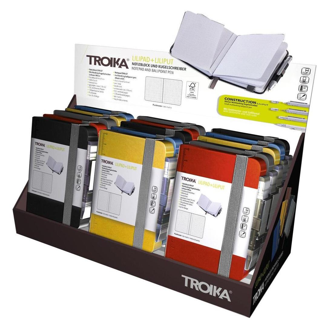 Troika Thekendisplay 15xLILIPAD+LILIPUT Notizblöcke (A7, Liniert, Harter Einband) (CD127)