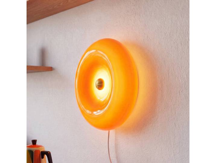 OSRAM Wandlampe Decor Lunea, dimmbar, gelb / orange, für Wohn- / Esszimmer, Glas, Modern, Wandleuchte, Wandlampe Innen