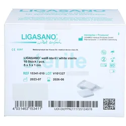 Ligasano Weiss Verband 1x5x5cm Steril 10 ST