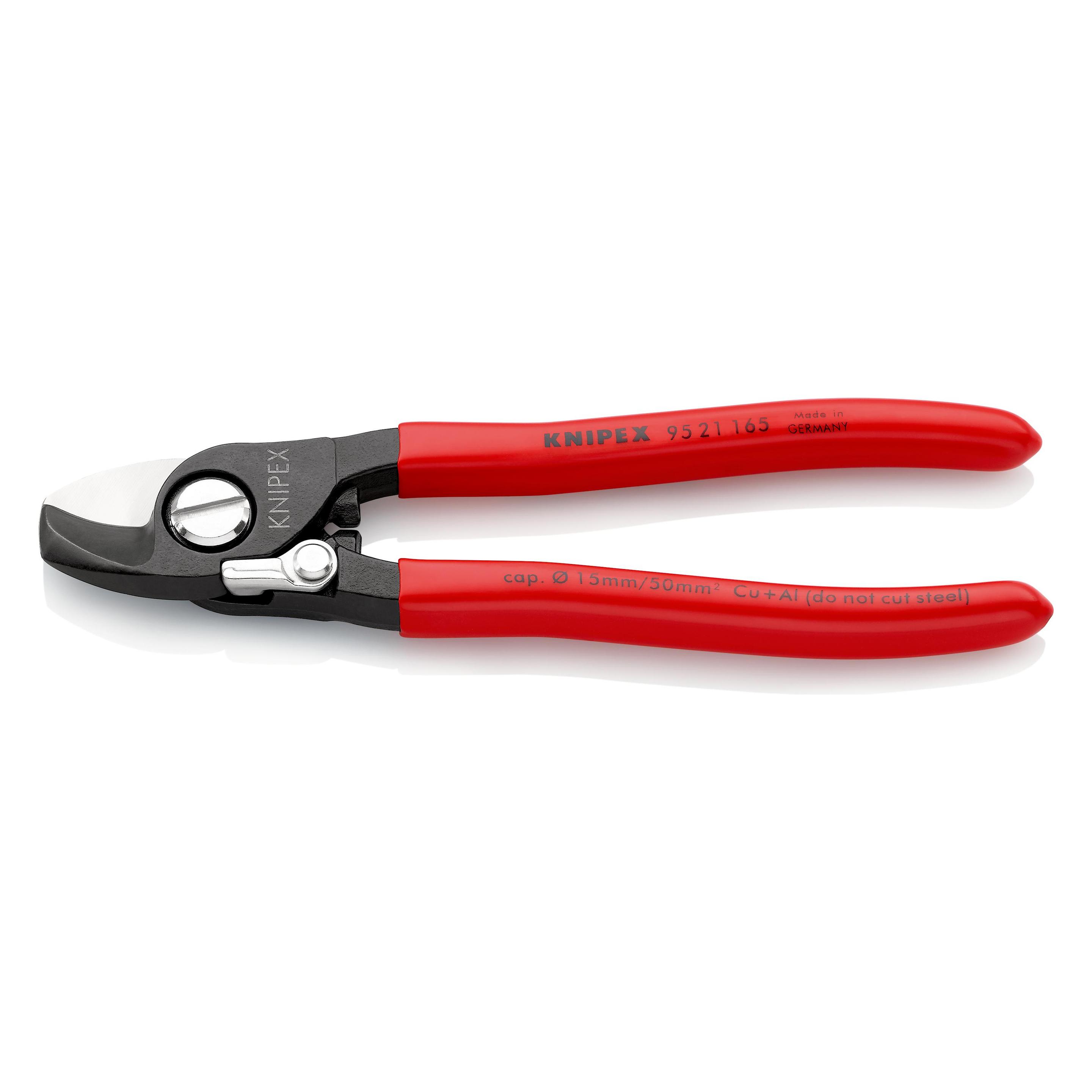 Knipex Kabelschere L.165mm m.Öffnungsfeder brüniert Griffe Kunststoff überzogen 1-Komponenten / mit Kuns... (165 mm) (95 21 165 SB)