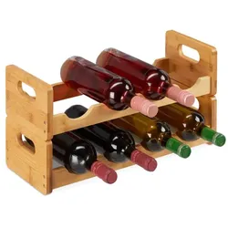 Relaxdays Weinregal für 8 Flaschen Hellbraun