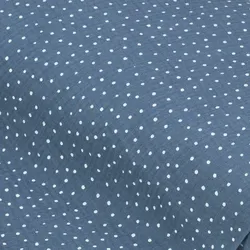 Musselin/Doppel-Gaze "Tupfen", blau/weiß