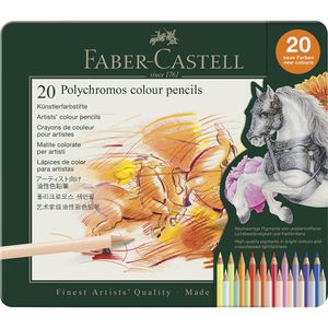 Faber-Castell Buntstifte Polychromos 110020, farbig sortiert im Metalletui, 20 Stück