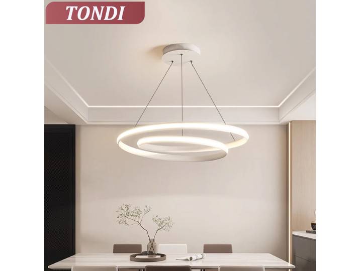 Moderne nordique blanc pendentif LED lampe circulaire suspension lampe décor à la maison pour salon salle à manger salle d'étude chambre minimaliste