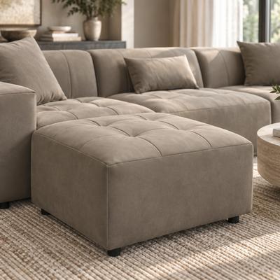 Furniture of America Cubis Modern Brown Fabric Biscuit Tufted Ottoman