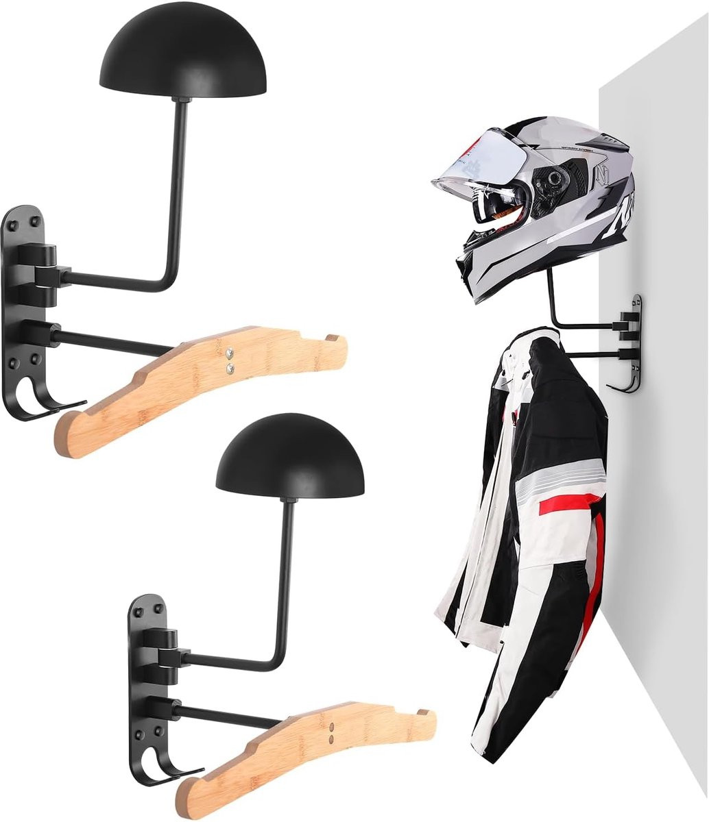 Aluminium helmhouder voor motorfiets voor wandmontage