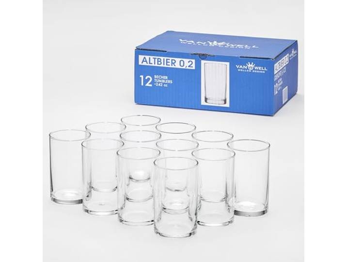 Van Well 12er Set hochwertige Altbierbecher 0,2 L /-/ geeicht - Perfekt für Bierliebhaber - Spülmaschinenfest