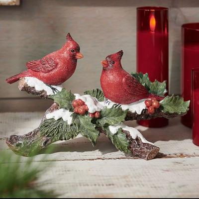 Raz Imports, Inc Winter Cardinals on Branch Tabletop Accent Red , Red