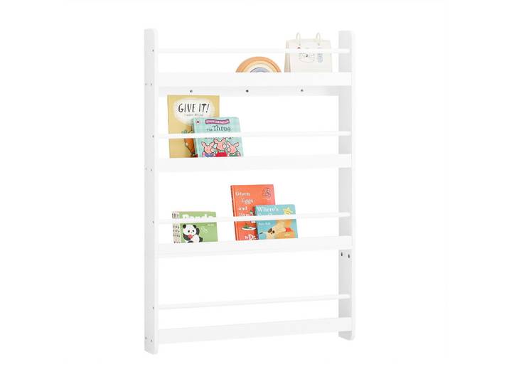 SoBuy Kinderregal mit 4 Fächern Bücherregal Weiß 80x12x118cm, Holzwerkstoff, 12x118x80 cm, Baby- und Kindermöbel, Babyzimmer, Babyregal & Kinderregal