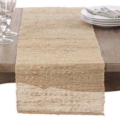 Saro Lifestyle Woven Nubby Natural Table Runner
