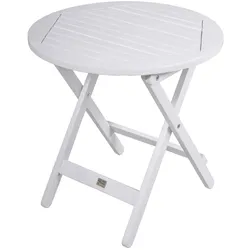 DELUKE Gartentisch BRIGIT - Eukalyptus, Weißgrau, 50x50x50cm | Garten Beistelltisch Wetterfest Outdoor Tisch
