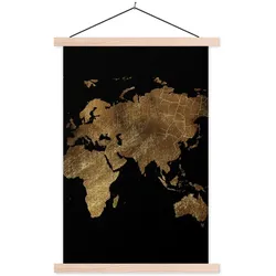 POSTER Weltkarte - Gold - Luxus - Erde - Schwarz 40x60 cm