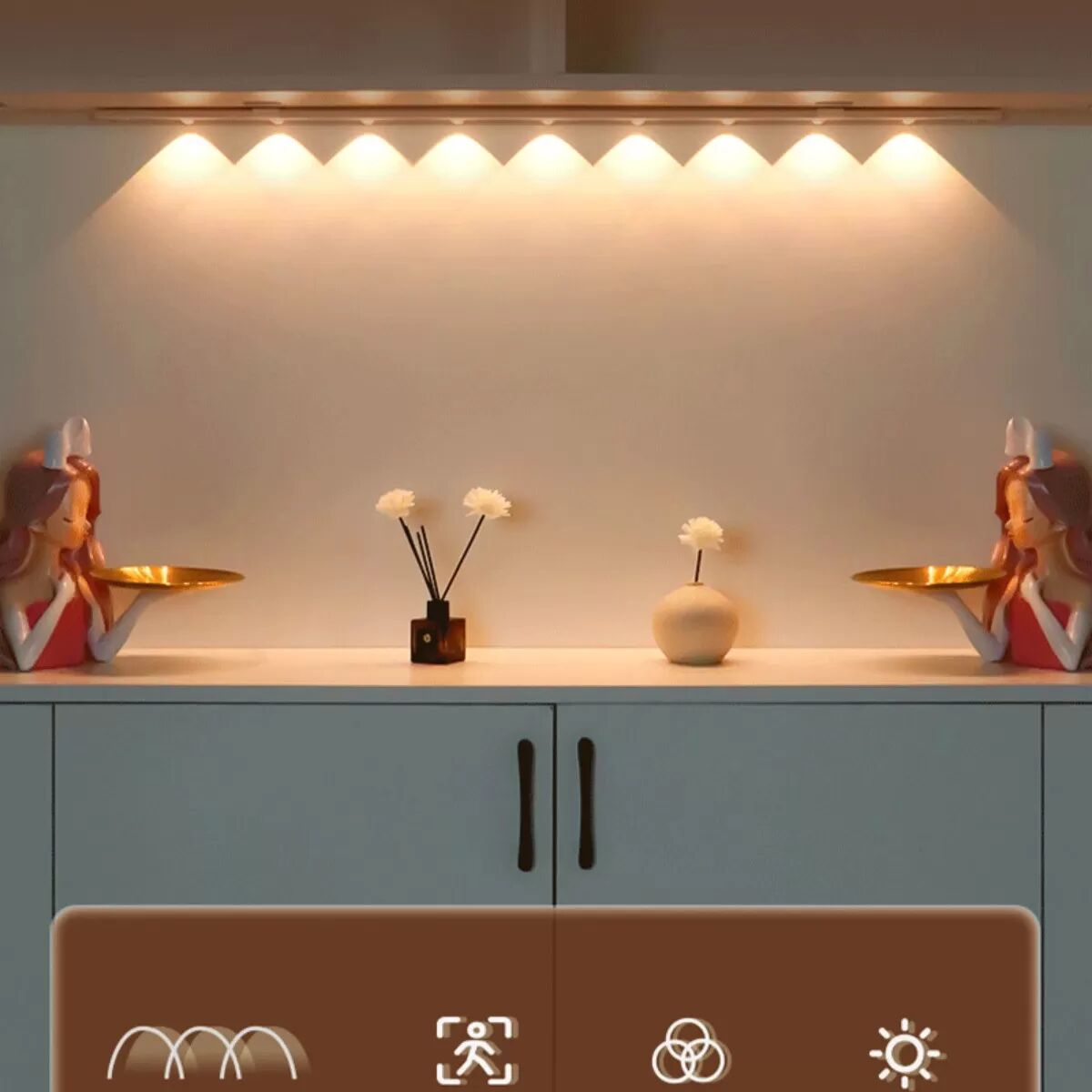 INF Wiederaufladbare Aluminium LED-Bewegungsmelder-Leuchte, dimmbar, Farbtemperatur einstellbar – Nacht- und Schrankleiste 20 cm
