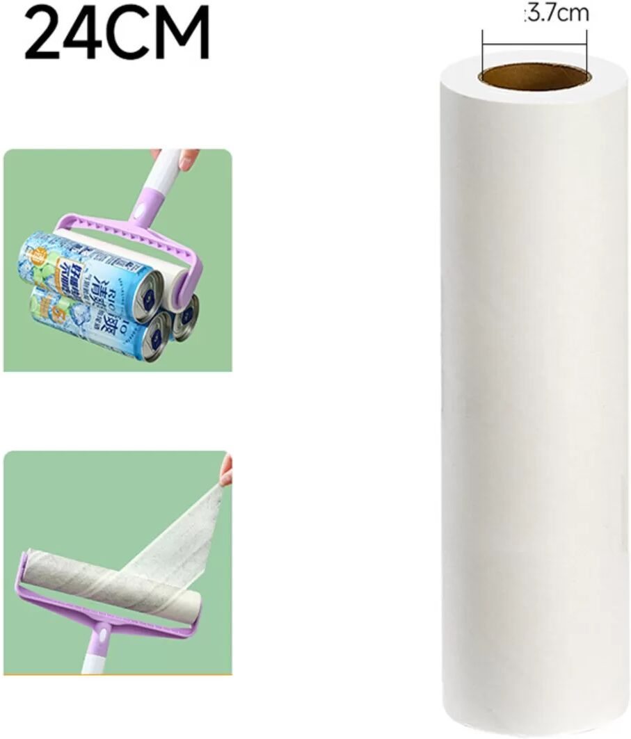 INF Recharges pour rouleau anti-peluches 24 cm - Pack de 4, Blanc, Environ 60 feuilles détachables par rouleau, adhésif hot melt