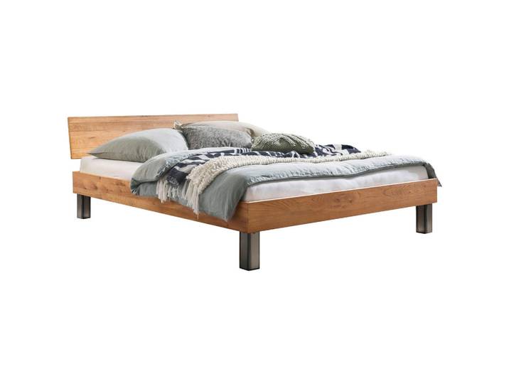 Hasena Bett, Wildeiche, Metall, Wildeiche, massiv, 120x200 cm, in verschiedenen Holzarten erhältlich, Größen Über- und Sondergrößen erhältlich, Schlafzimmer, Betten, Einzelbetten