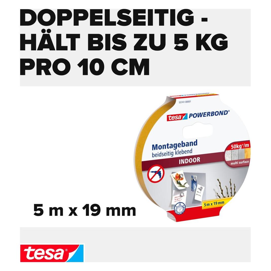 tesa Powerbond INDOOR doppelseitiges Montageband (19 mm) (55741-00001-03)
