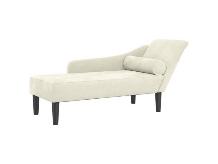 SOLO - TOP Méridienne/Chaise longue - 1 PLACE - Pour salon - avec coussins - crème velours LV2086