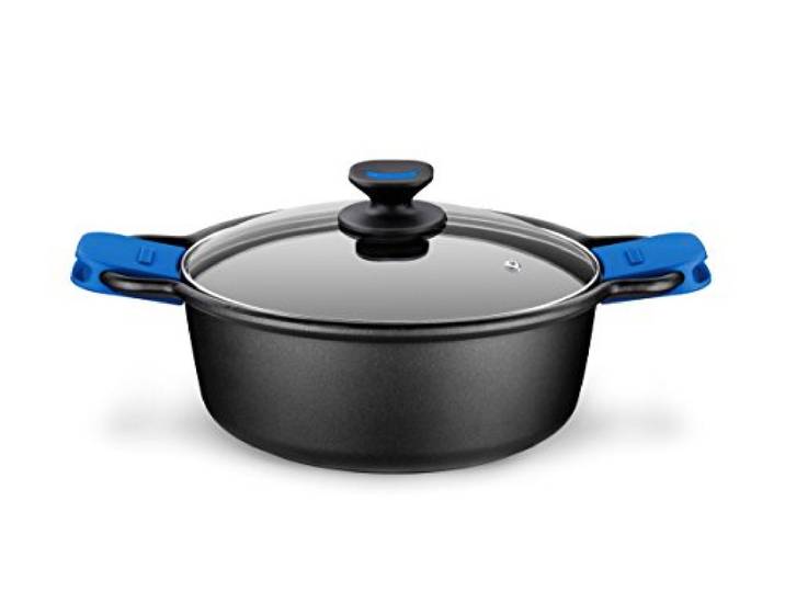 Monix Solid+ gegoten aluminium antiaanbakpan met glazen deksel, 32 cm
