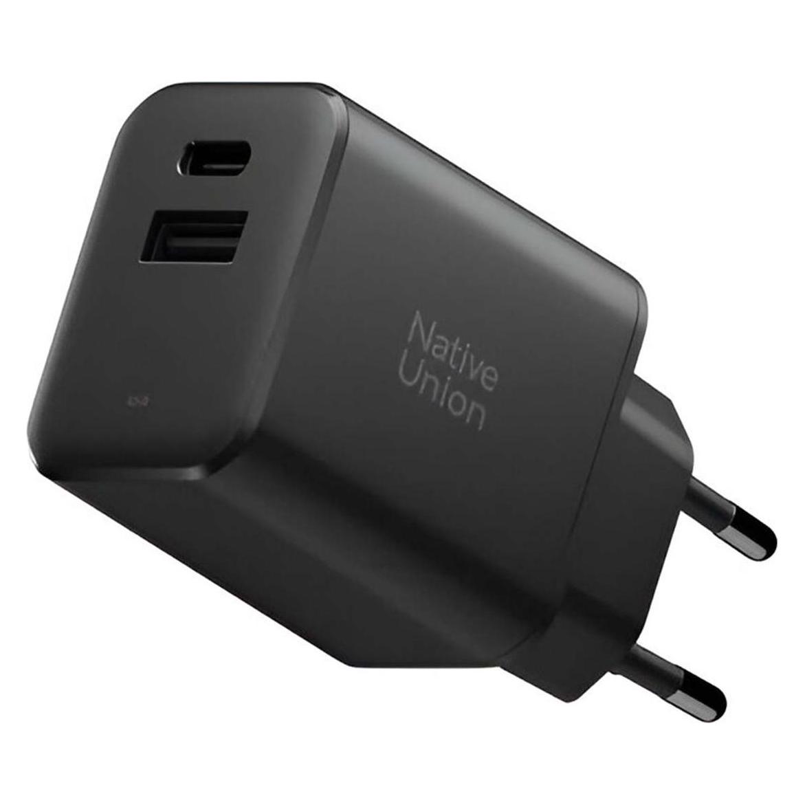 Native Union Fast GaN Charger Schnellladegerät schwarz / 1x USB-C / 1x USB-A / 45W (45 W, 2 Ports) (FAST-PD45AC-BLK-EU)