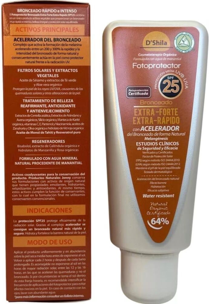 DSHILA Fotoprotector Bronceador D´shila Extra-Forte Extra-Rápido Spf25 Talla Única Unisex