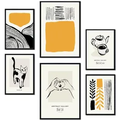 POSTER Set Mit 6 In Schwarzer Tinte Heim Künstlerische Und Abstrakte Drucke Für Innenarchitektur A3 & A4 Schwarzer Rahmen