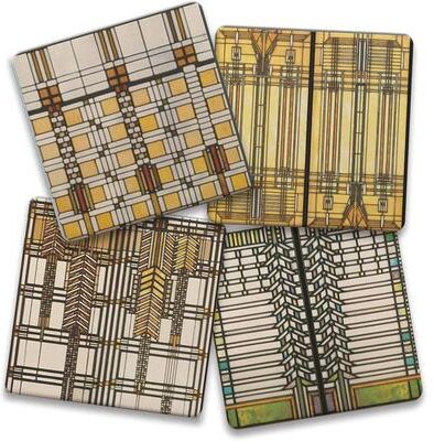 Thirstystone Assorted Art Glass Collection 4-Pack Assorted Stone Coasters with Protective Cork Backing Made in The USA Absorbent Wipes Clean