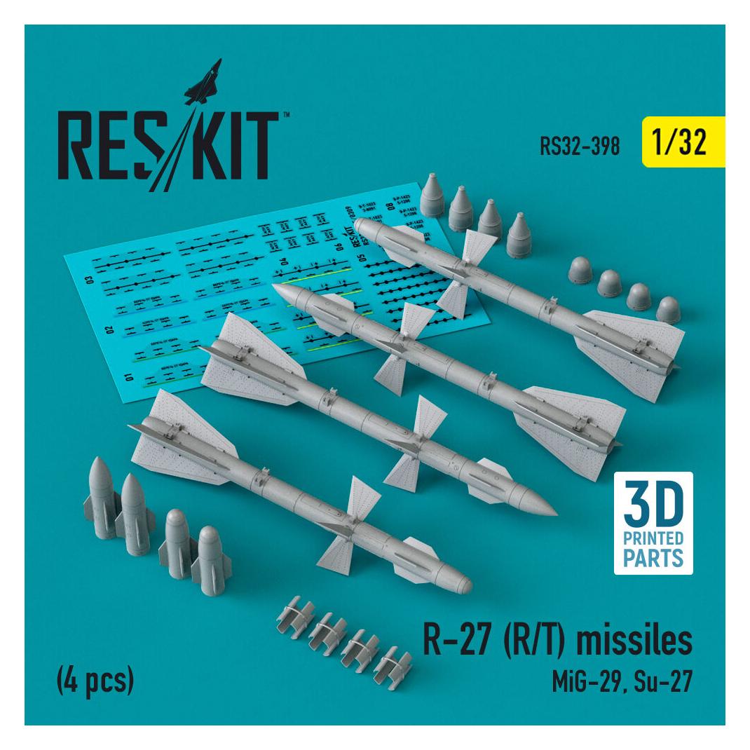 ResKit R-27 (R/T) missiles (4 pcs) (MiG-29, Su-27) (3D Printed) (RS32-0398)