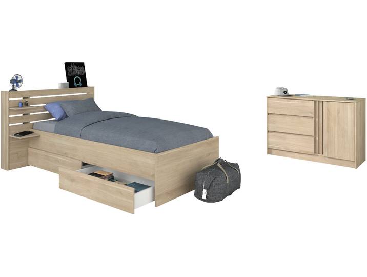 Jugendzimmer-Set PARISOT Parisot Escale 11 , beige (braun), ohne Matratze, B/H: 90cm x 200cm, Schlafzimmermöbel-Sets, Jugendzimmer-Set