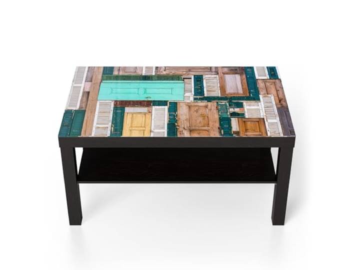 DEQORI Glastisch schwarz groß 90x50 cm Motiv Vergangene Portale ausgefallener Beistelltisch aus Glas Hochglanz Couchtisch fürs Wohnzimmer moderner Couch Tisch mit Design