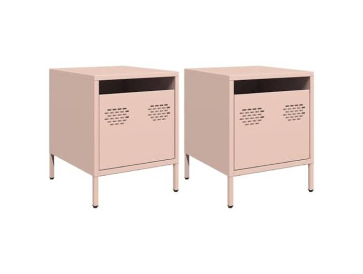 LMTYOENFG 2er-Set Nachttische Stahl Rosa 35x39x43,5 cm Nachtschrank Stabile Schubladenkommoden im Industrie-Look für Schlafzimmer und Wohnbereich, pflegeleicht mit solider Ablagefläche.