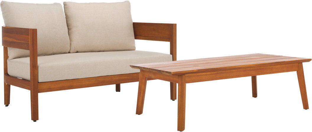 George Oliver Theo Solid Acacia Wood outdoor Lounge Set Brown 2