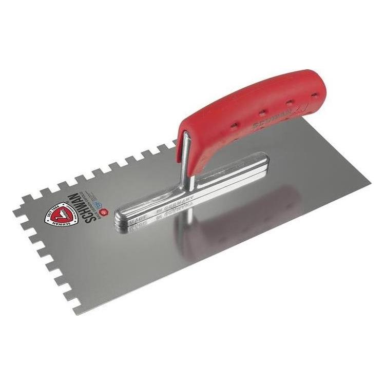 Schwan Glättekelle Länge 280 mm Breite 130 mm Zahnung 4x4 rostfrei m. Softheft Edelstahl Stärke 0,7 mm (13 cm) (6204514)
