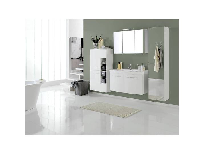 Meuble midi III 65 x 130 x 35cm Blanc/Blanc brillant/Blanc