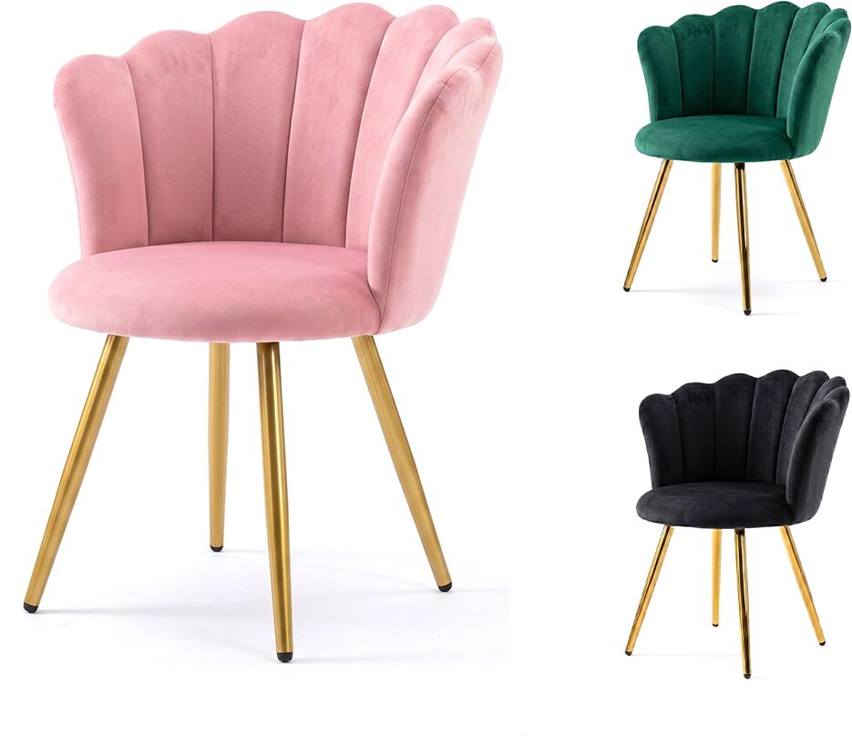 Melcap Sedia poltrona in velluto con piedi acciaio color oro Rosa Nera Verde VERDE