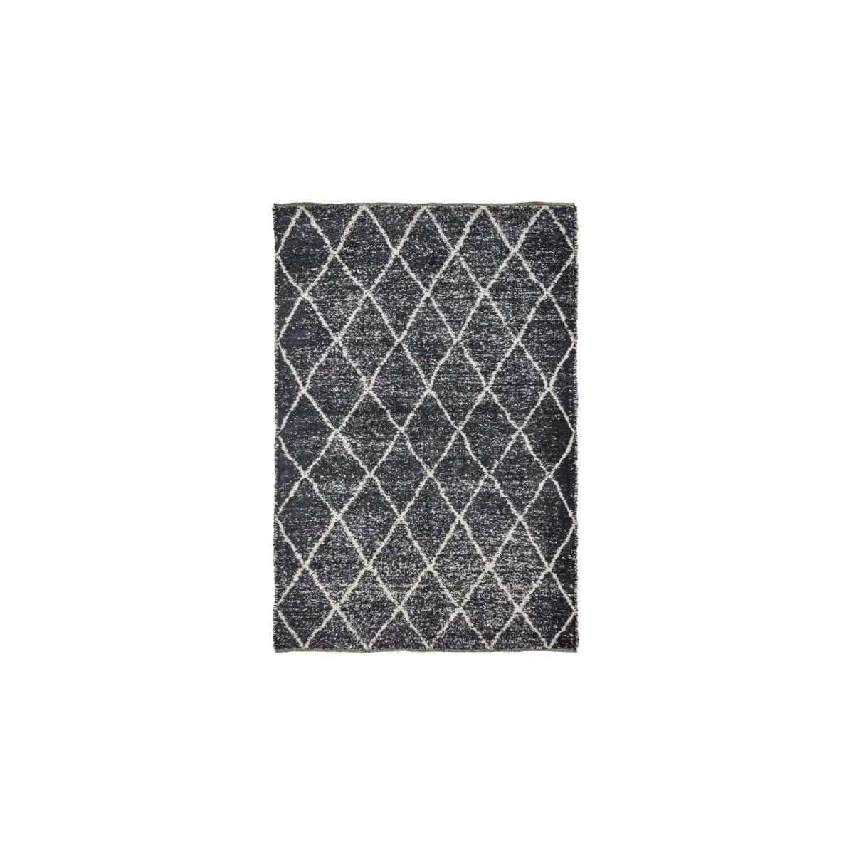 House Doctor Cruz vloerkleed - Rechthoekig - Katoen - Geometrisch - Beige, zwart, grijs - B: 200 cm, D: 140 cm