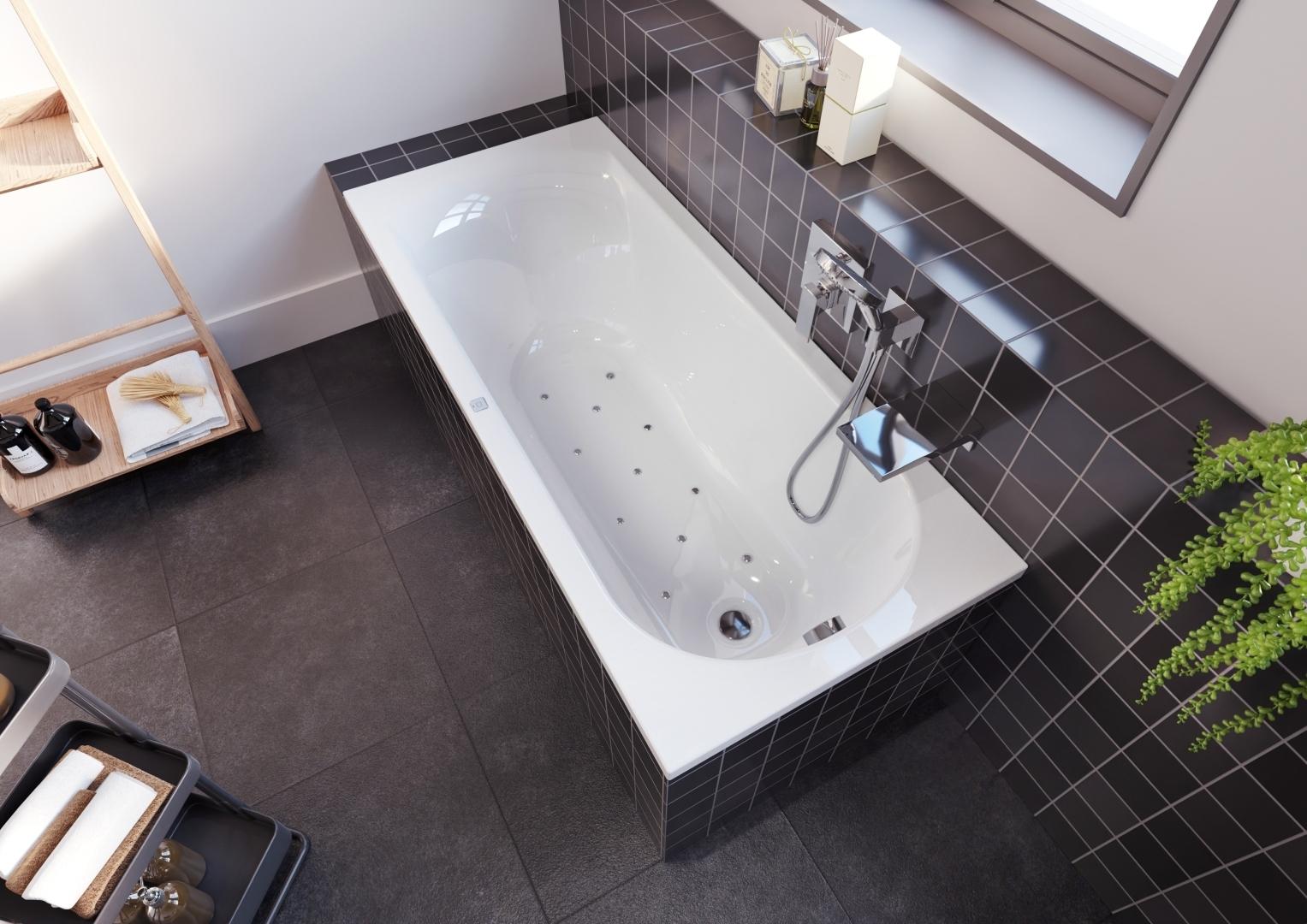 RIHO Miami Rechteck-Badewanne, Version links, mit Air-System, Einbau, 1-Sitzer, weiß glänzend, B058004005
