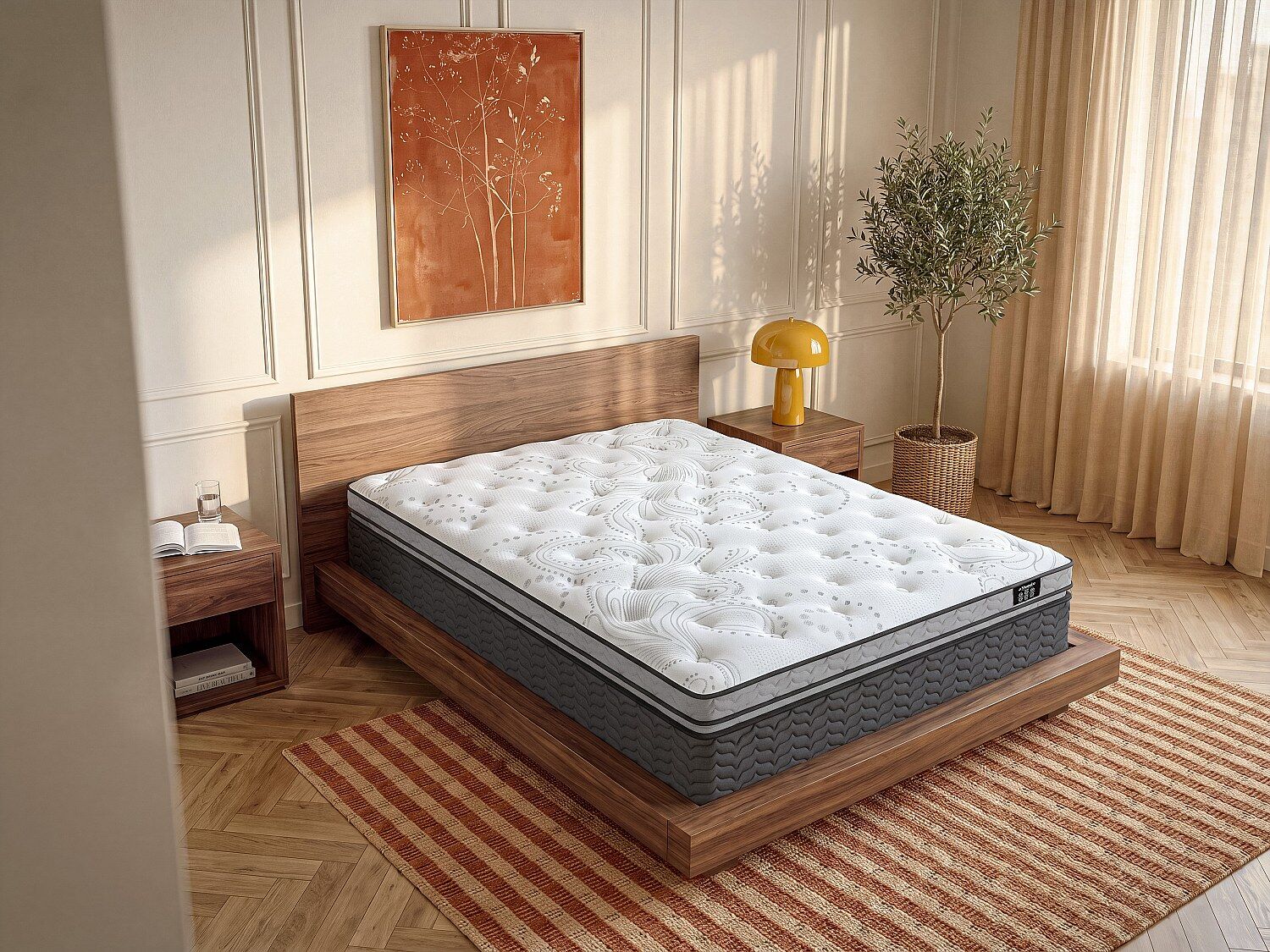 Unique Colchón 200 x 200 cm híbrido muelles ensacados y sobrecolchón integrado grosor 30cm - GAMIANI de YSMÉE