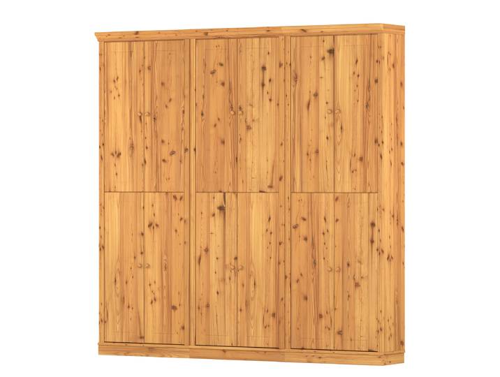 Massive Schrankwand 222cm Holz/Braun/Kiefer