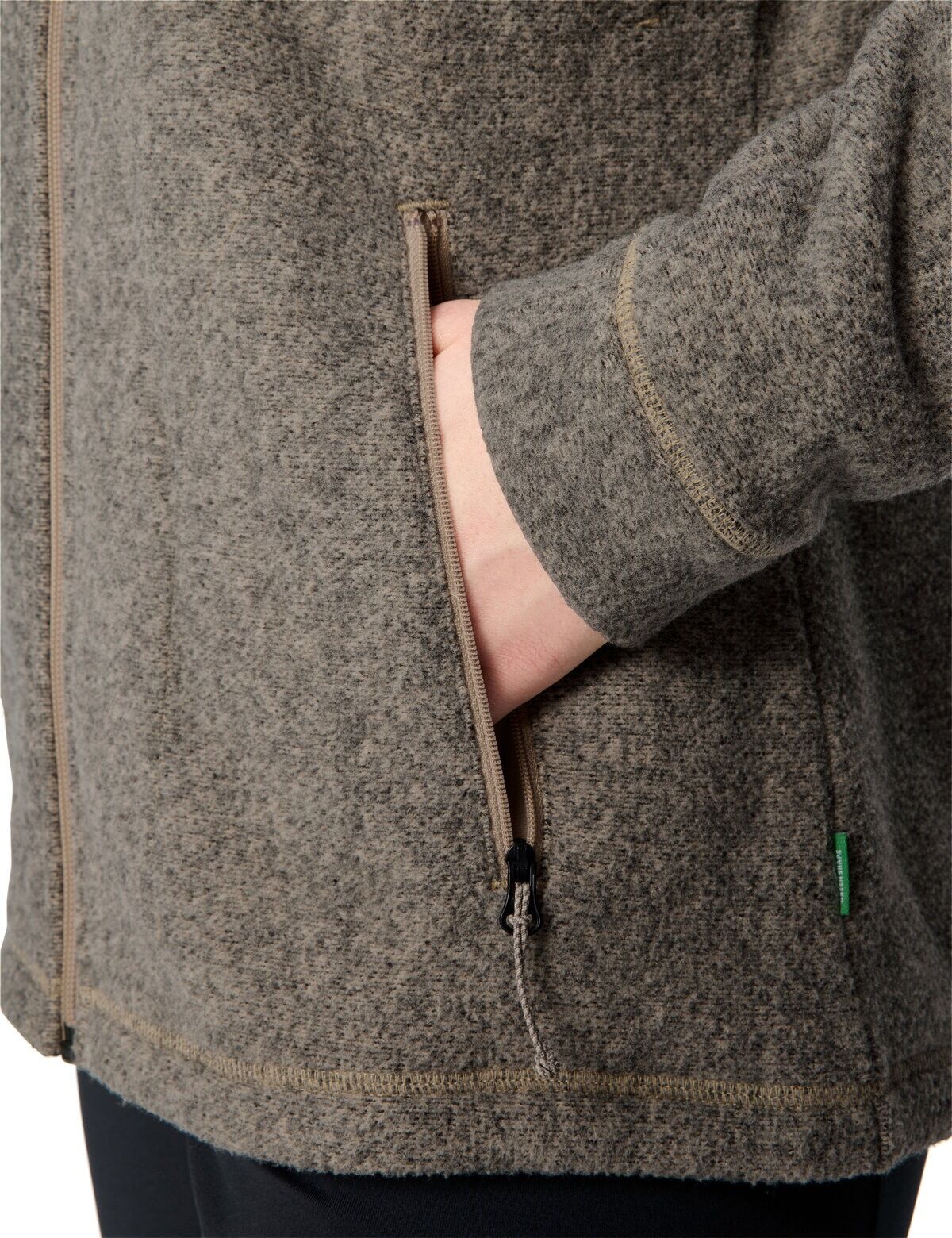 Fleecejacke VAUDE "WOMEN'S SKOMER WINTER FLEECE JACKET", Damen, Gr. 34, linen, Fleece, Obermaterial: 100% Polyester, regular fit normal, Rundhals, eingesetzt abgesteppte Kante, Jacken Fleecejacke, mit Reissverschluss über die gesamte Länge, Regular Fit li