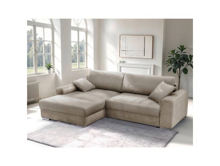 Mid.you Ecksofa, Cappuccino, Textil, Füllung: Schaumstoff, Schaumstoffflocken,Schaumstoff, Schaumstoffflocken, L-Form, einmalig seitenverkehrt montierbar, 269x177 cm, Made in EU, Liegefunktion, Schlafen auf Sitzhöhe, Rücken echt, Wohnzimmer, Sofas & Couches, Wohnlandschaften, Ecksofas